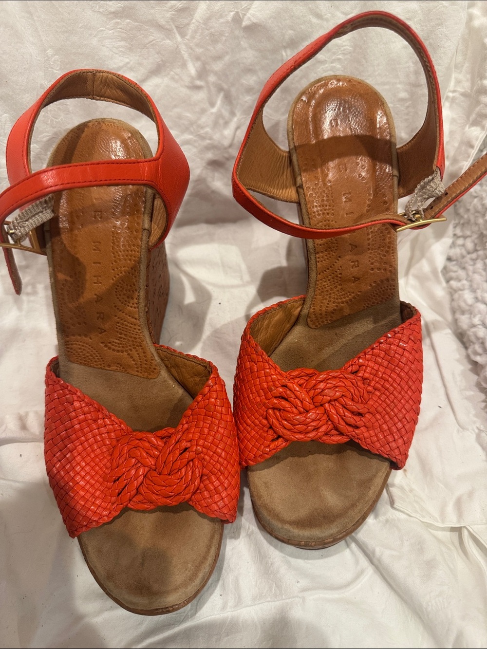 Women’s Braided Knot Ankle-Strap Sandals - Coral size 38 a U.S. 8 never worn